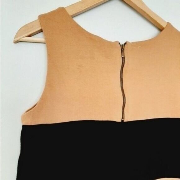 ZARA \ Wide Stripe Sleeveless Tunic Top Special Garment Tan & Black Sz M - Picture 9 of 11